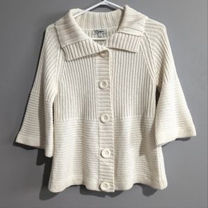 Carducci light cream button up Knit sweater with flared sleeves size Medium